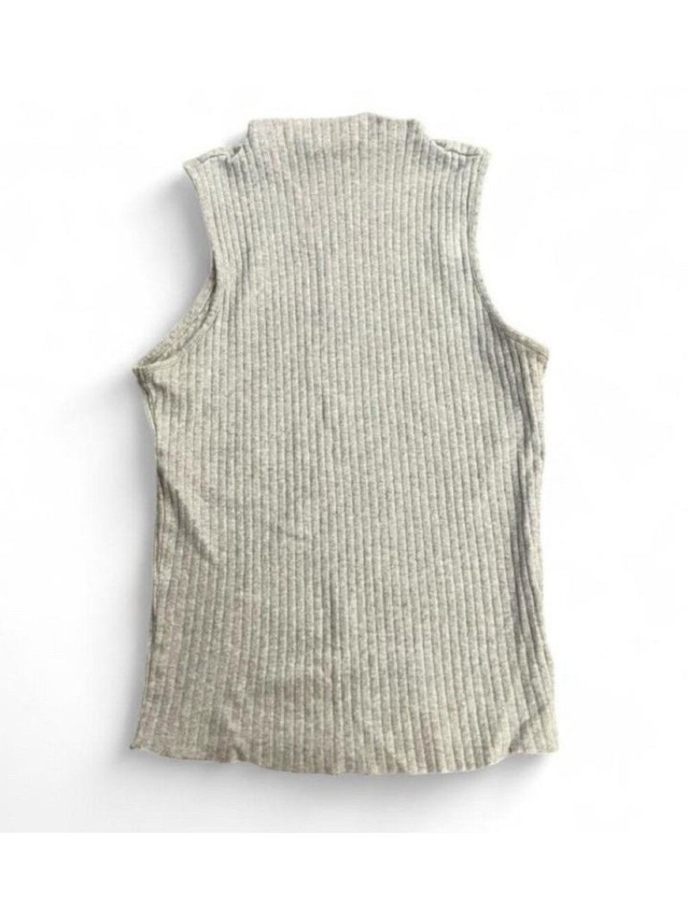 Zara Women’s Gray Ribbed Mock Neck Sleeveless Fitted Top Size S
